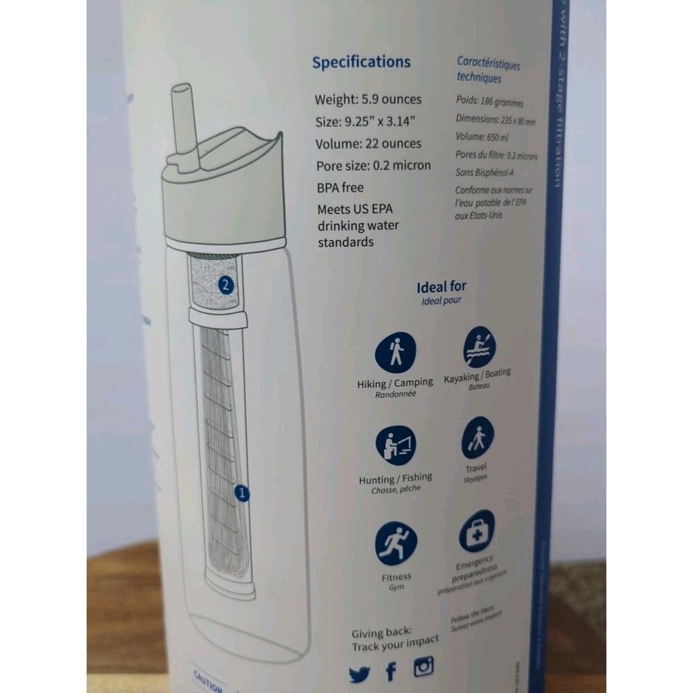 LifeStraw Go Water Filter Bottle with 2 Stage Integrated Filter Purple - Picture 3 of 4